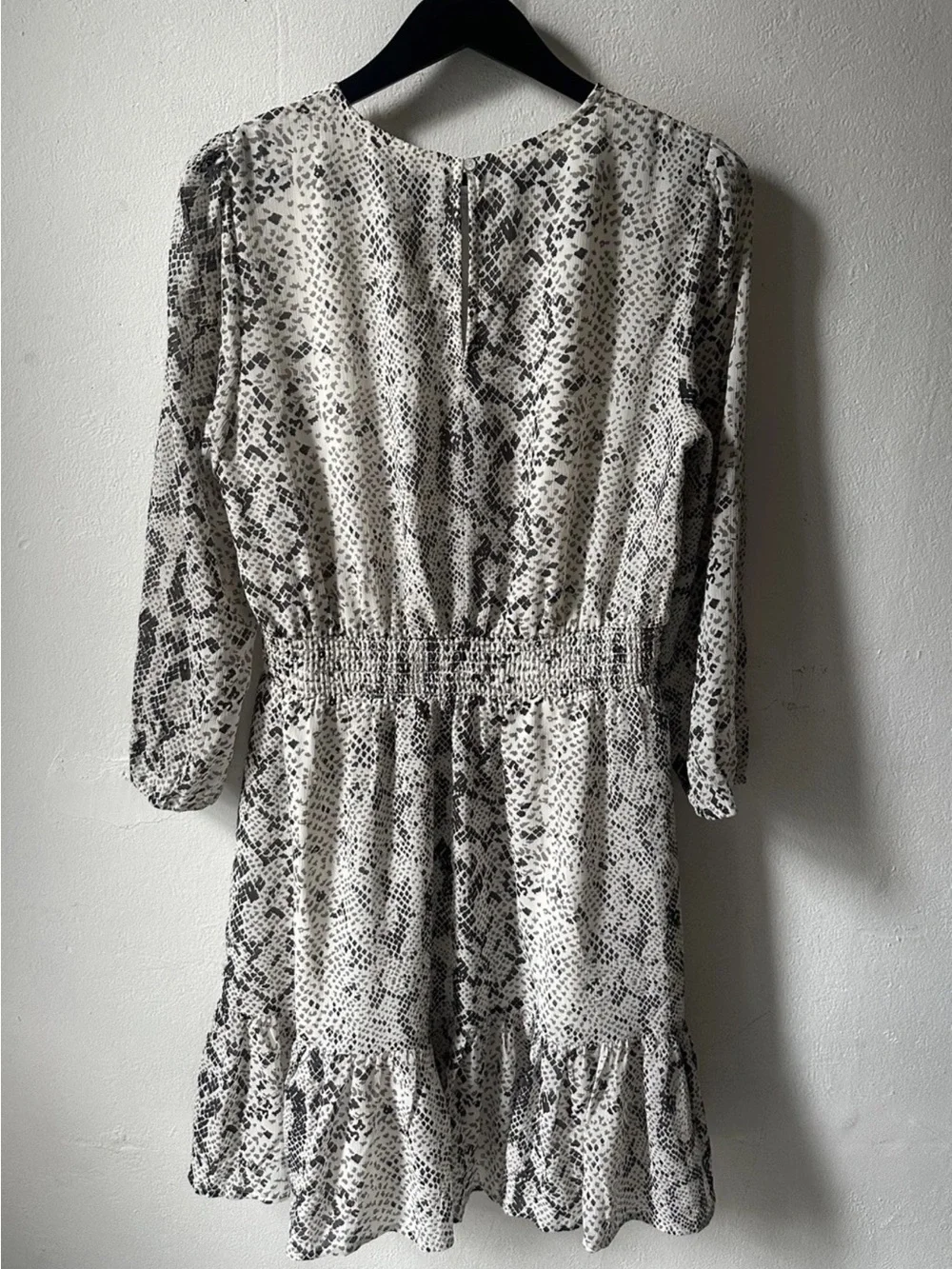 J.Crew Snake Print Smocked Waist Mini Dress 3/4 Sleeve Women’s S